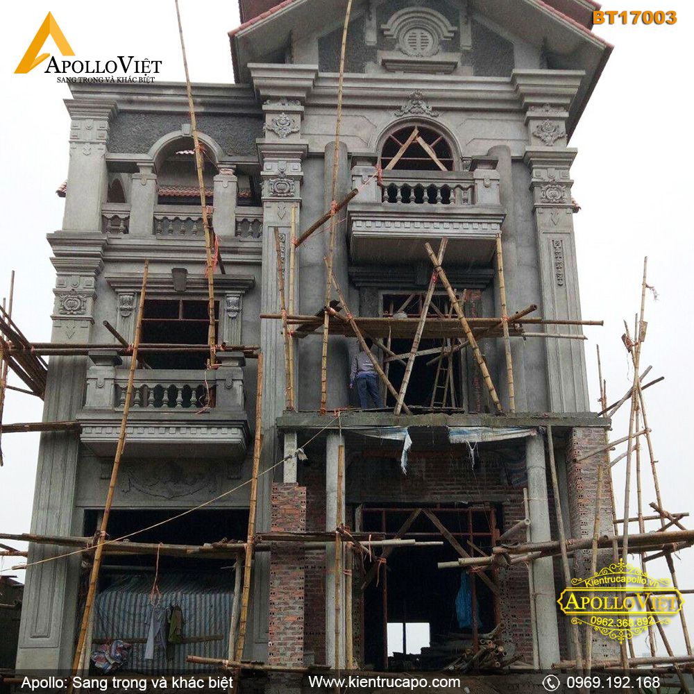 Mẫu Biệt thự 3 tầng mái thái tân cổ điển đẹp lung linh (BT17003)